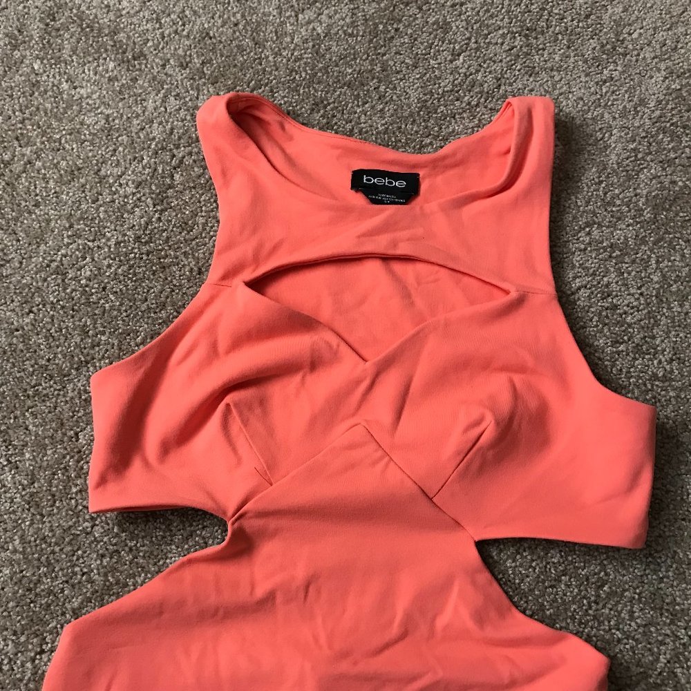 bebe Orange Sherbet Cut-Out Dress Small - Picture 2 of 10